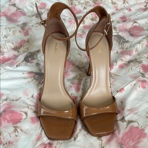 Aldo Tan Stiletto Heels with Ankle Strap